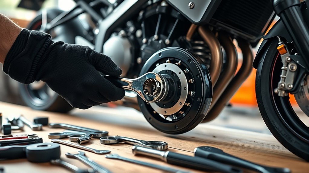 prepare tools and stabilize bike