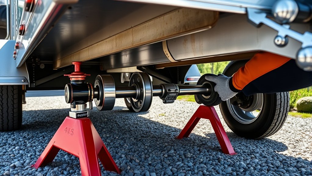 secure trailer with jack stands